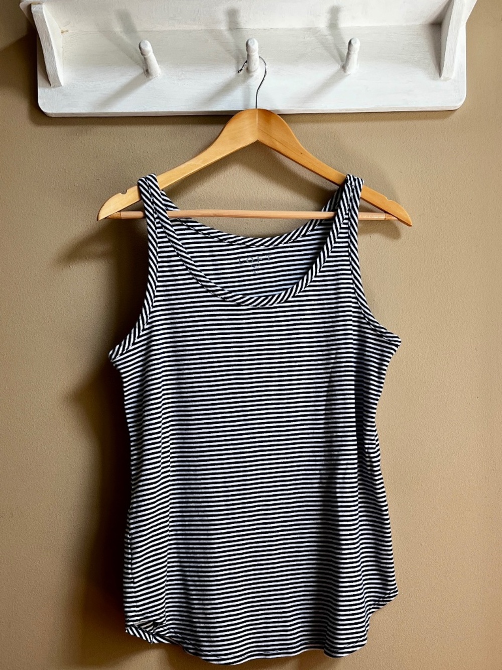 LOFT Navy Blue & White Striped Scoop Neck Tank Top Size XL